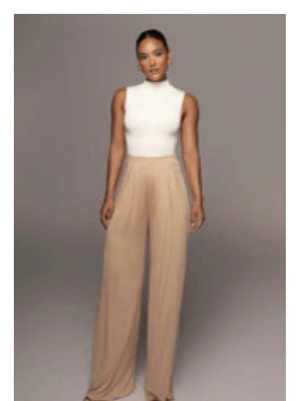 JLUXLABEL Tan Devyn Wide Leg Pants in Tan